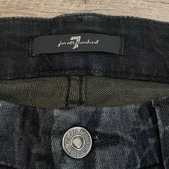 7 All Mankind Goth Victorian Print Black Skinny Jean 25 Low Rise Brocade Stretch - Picture 7 of 10